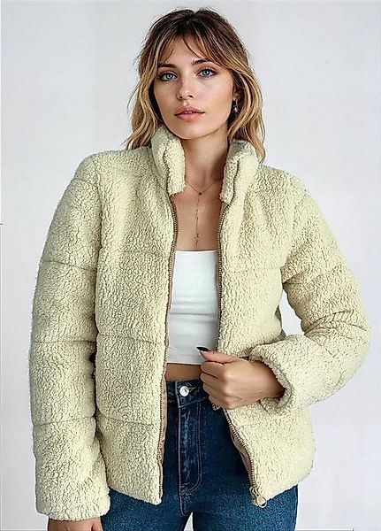 fashionshowcase Plüschjacke Damen Teddy Pufferjacke mit Reißverschluss weic günstig online kaufen
