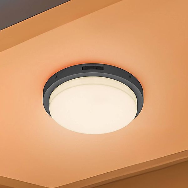 LED-Außenwandleuchte Bermejo, rund, Sensor, CCT, anthrazit günstig online kaufen