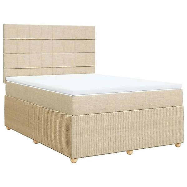 vidaXL Boxspringbett mit Matratze Creme 160x200 cm Stoff 3292112 günstig online kaufen