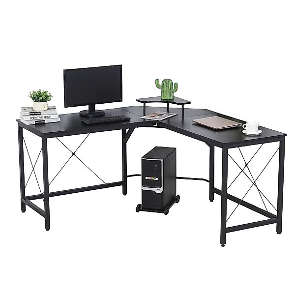 HOMCOM Eckschreibtisch  L-förmiger Computertisch, Schreibtisch mit Monitors günstig online kaufen