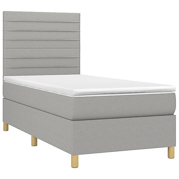 vidaXL Bett Boxspringbett mit Matratze & LED Hellgrau 80x200 cm Stoff günstig online kaufen
