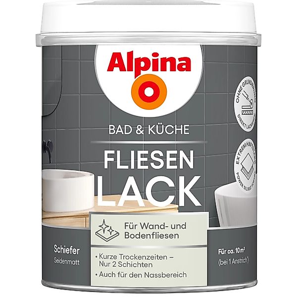 Alpina Fliesen-Lack Bad & Küche 2 Komponenten Schiefer Seidenmatt 750 ml günstig online kaufen