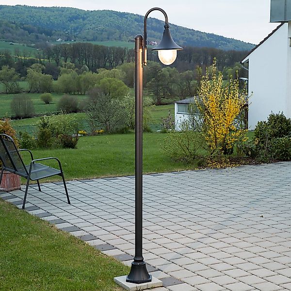 Lindby Außenleuchte Daphne, 220 cm, schwarz, E27, IP44 günstig online kaufen