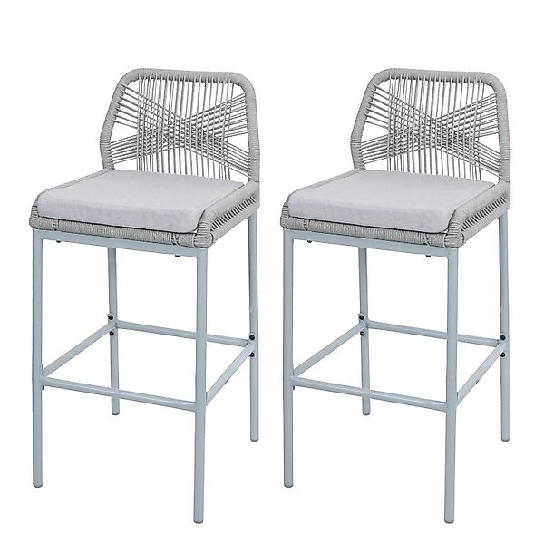 Proregal 2er-Set Rope-Barhocker HxBxT 101x45x52 cm Sitzhöhe 76cm Hellgrau K günstig online kaufen