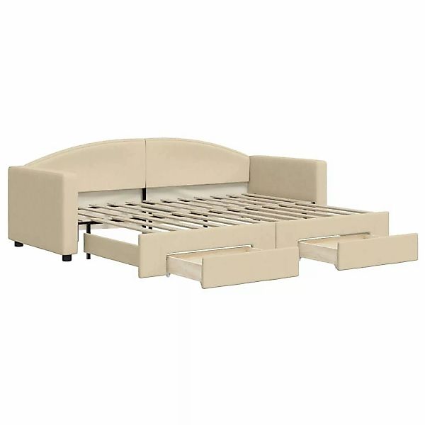 vidaXL Tagesbett Ausziehbar mit Schubladen Creme 80x200 cm Stoff1898678 günstig online kaufen