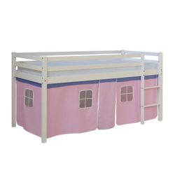 Homestyle4u Hochbett 90x200 mit Vorhang Lattenrost und Matratze in Weiß 255 günstig online kaufen