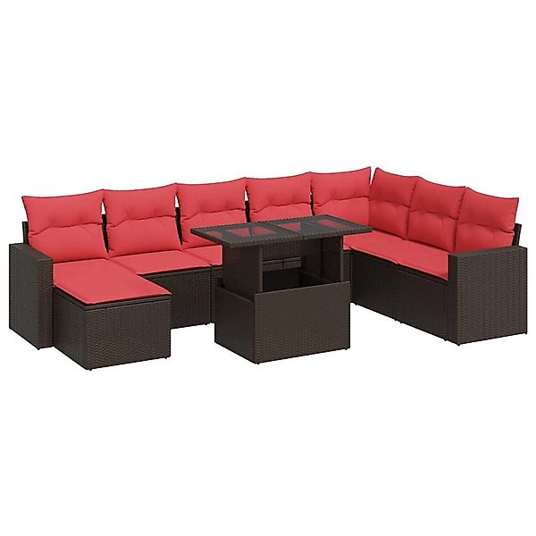 vidaXL 9-Tlg Garten-Sofagarnitur mit Kissen Braun Poly Rattan Akazie 332637 günstig online kaufen