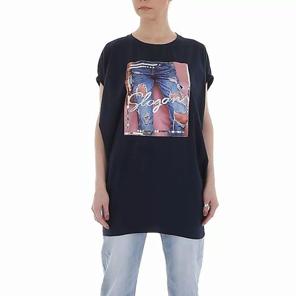 Ital-Design T-Shirt Damen Freizeit Print Stretch T-Shirt in Schwarz günstig online kaufen