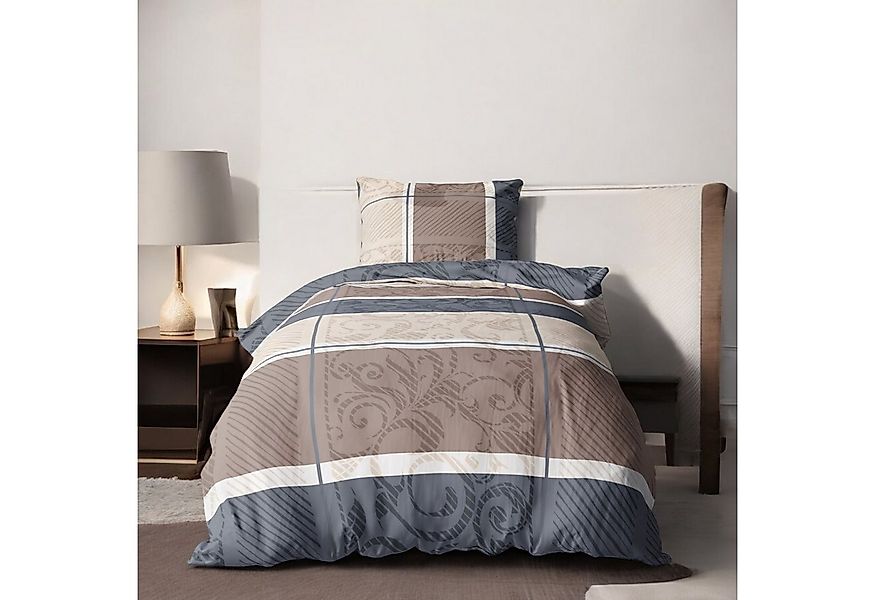 LINKHOFF Bettwäsche Biber Bettwäsche 135x200 + 80x80 cm 2tlg. Taupe, Beige günstig online kaufen