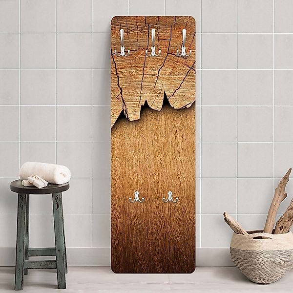 Wandgarderobe Holzpaneel Holzstruktur II günstig online kaufen