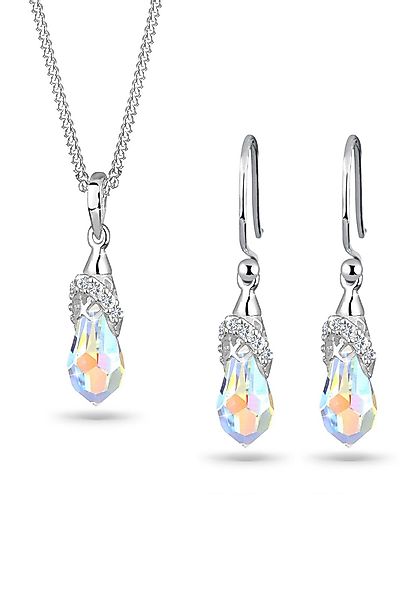 Elli Schmuckset Tropfen Glas Kristalle Weiß günstig online kaufen
