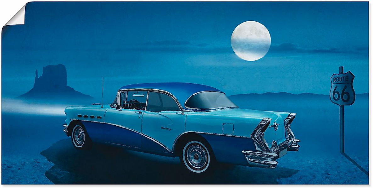 Artland Wandbild "Blaue Nacht auf der Route 66", Auto, (1 St.), als Leinwan günstig online kaufen