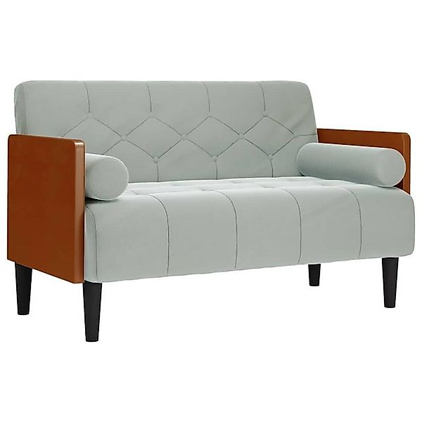 vidaXL Sofa Zweisitzer-Sofa mit Nackenrollen Hellgrau 110 cm Samt günstig online kaufen