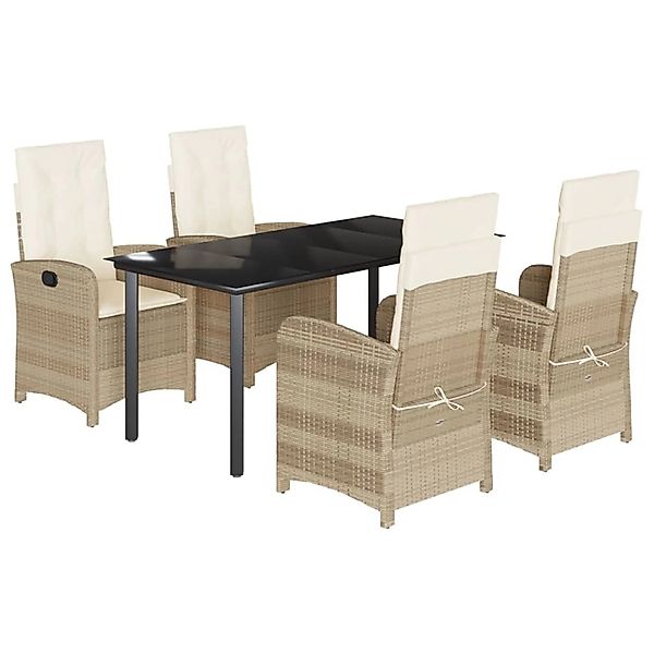 vidaXL 5-Tlg Garten-Essgruppe mit Kissen Beige Poly Rattan 3212384 günstig online kaufen