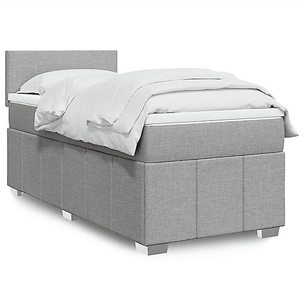 vidaXL Boxspringbett, Boxspringbett mit Matratze Hellgrau 90x200 cm Stoff günstig online kaufen