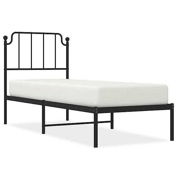 vidaXL Bettgestell, Bettrahmen mit Kopfteil Metall Schwarz 80x200 cm günstig online kaufen