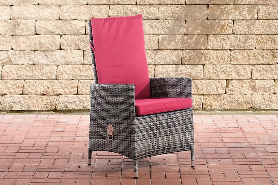 Polyrattan Stuhl Sevilla-graumeliert-Rubinrot günstig online kaufen