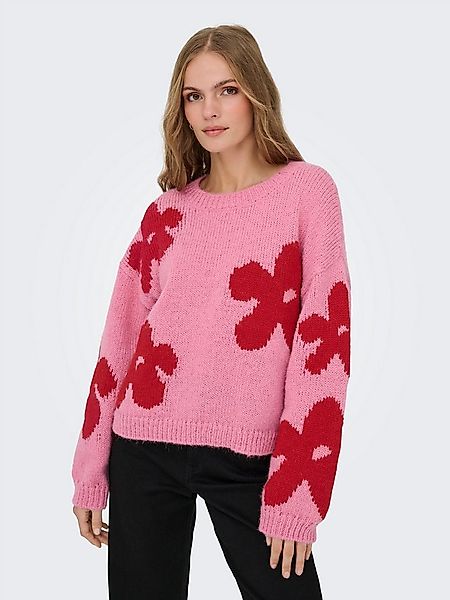 ONLY Strickpullover ONLBOOTLE LIFE LS FLOWER O-NECK KNT günstig online kaufen