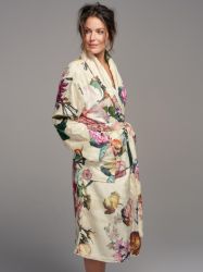 Essenza Damenbademantel Fleur, Kurzform, Polyester, Schalkragen, günstig online kaufen