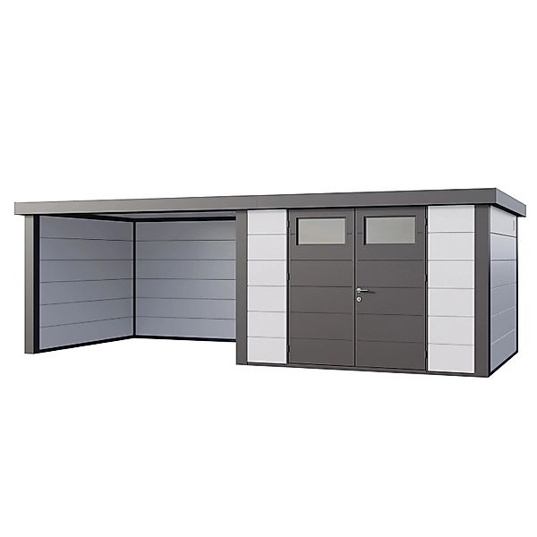 Gerätehaus Classico 3330 mit Lounge L Links 672 cm x 298 cm Weiß günstig online kaufen