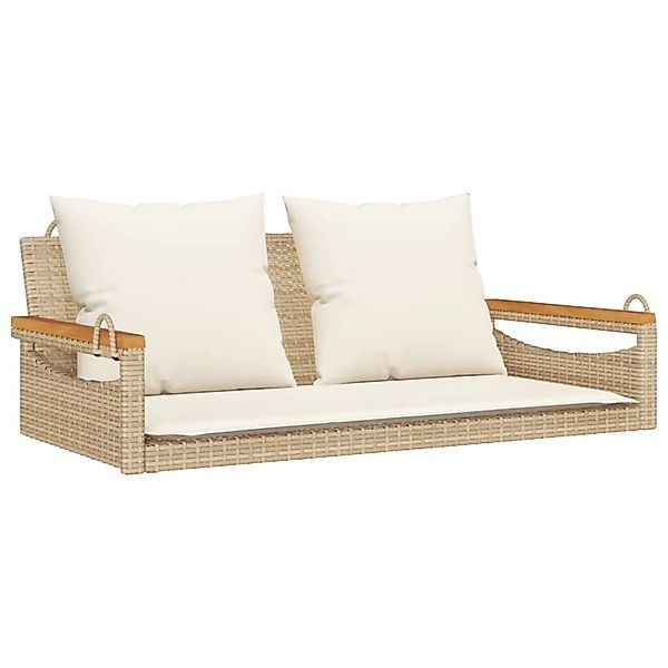 furnicato Hängebank mit Kissen Beige 109x62x40 cm Poly Rattan günstig online kaufen