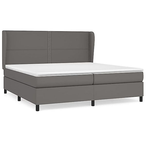 vidaXL Boxspringbett, Boxspringbett mit Matratze Grau 200x200 cm Kunstleder günstig online kaufen