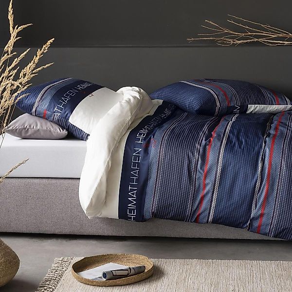 Irisette Mako Satin Bettwäsche Sky 8480-20 Anker Streifen Blau 135x200 günstig online kaufen