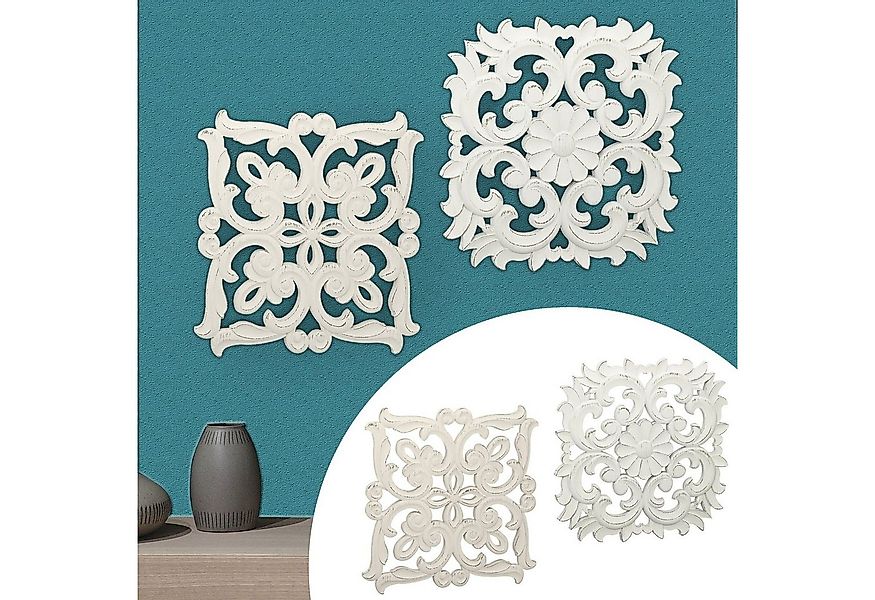 CEPEWA Wanddekoobjekt Wanddeko Ornamente 2er Set 40x40 cm Shabby günstig online kaufen