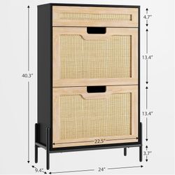 GarveeMore Schuhschrank Rattan mit 2 Flip günstig online kaufen