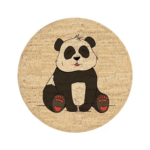 Kork Kinderteppich "Yuki Der Panda" (Rund, Natur) günstig online kaufen
