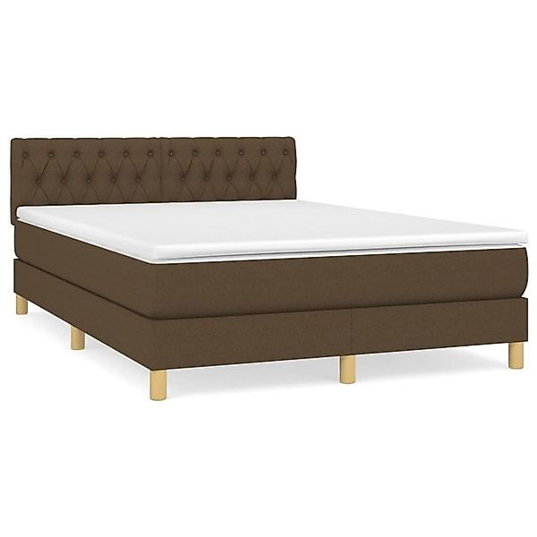 vidaXL Boxspringbett, Boxbett mit Matratze Dunkelbraun 140x200 cm Stoff günstig online kaufen