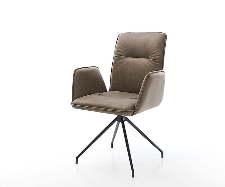 Drehstuhl Vinja-Flex Taupe Vintage Kreuzgestell konisch Schwarz 180° drehba günstig online kaufen