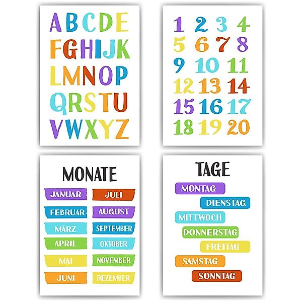 Tigerlino Poster 4er Set ABC, Zahlen, günstig online kaufen
