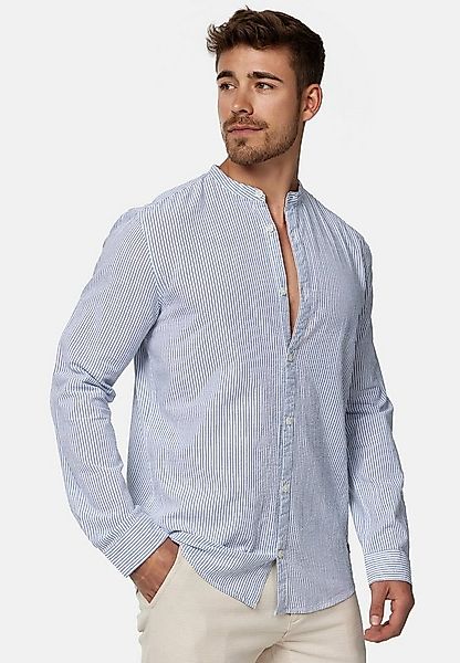 Indicode Langarmhemd Herren INCari Herrenhemd Langarm mit kurzem Stehkragen günstig online kaufen