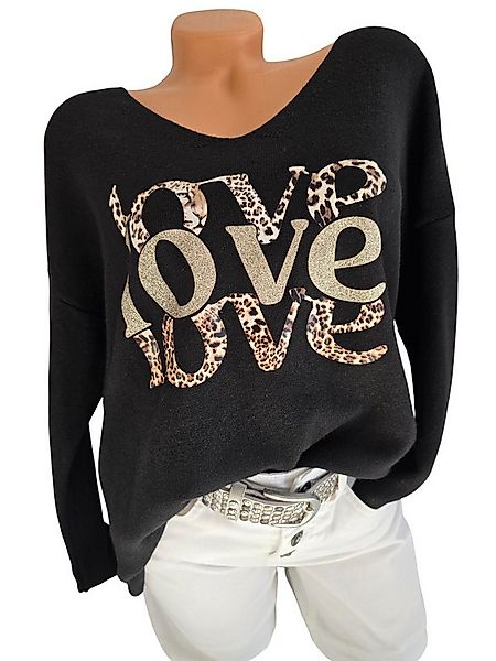 Rehoboth Moda V-Ausschnitt-Pullover mit Schriftzug „Love“ in Glitzer-Optik, günstig online kaufen