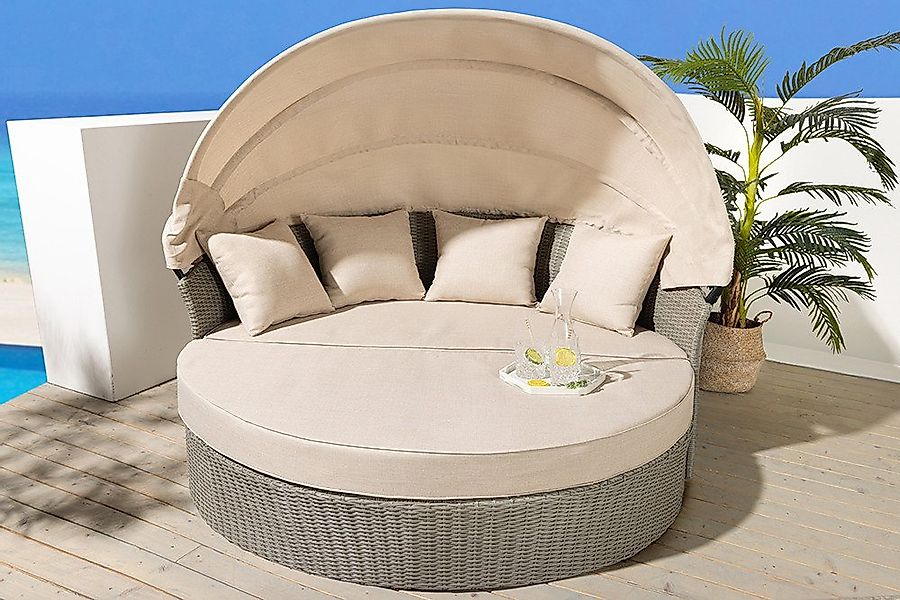 riess-ambiente Sonneninsel PLAYA LIVING 165cm natur · Polyrattan · Aluminiu günstig online kaufen
