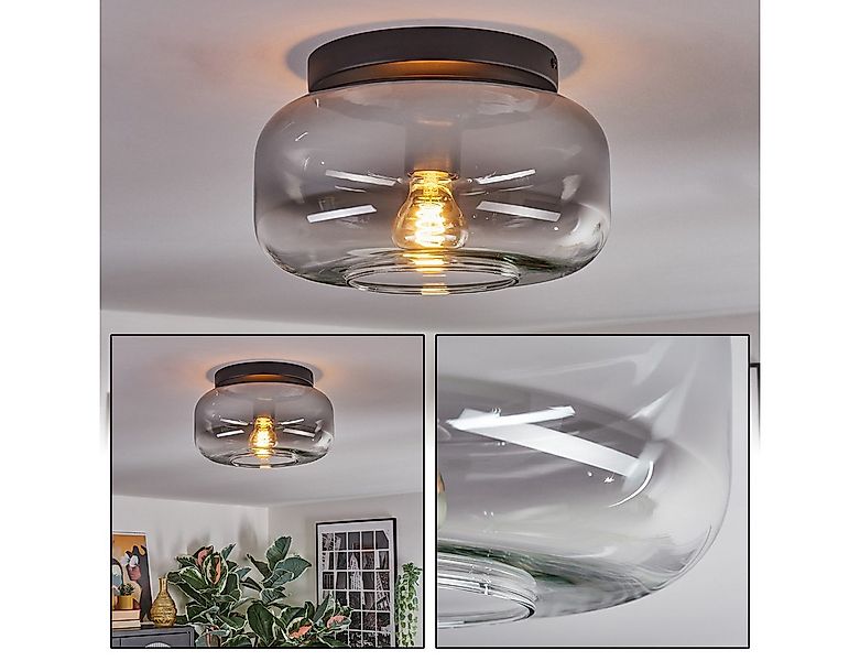 hofstein Deckenleuchte 1-flammige Deckenlampe aus Metall/Glas in Schwarz/Ra günstig online kaufen