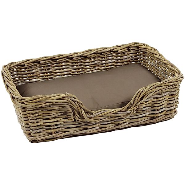Kobolo Hundekorb aus Stabilem Rattan Geflochten mit Kissen Gr XS 63Lx42B cm günstig online kaufen