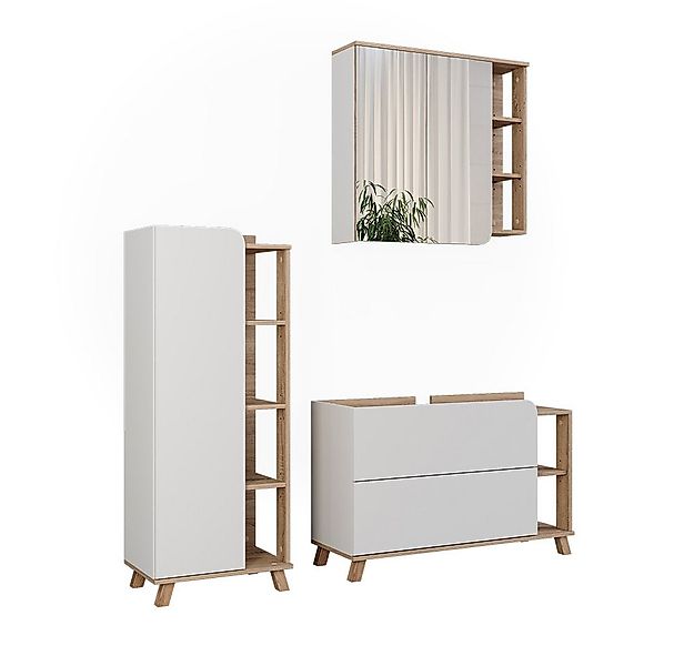 Vicco Badmöbel-Set Karen, Sonoma/Weiß, 3 Teile, (3-St., 3er Set) günstig online kaufen
