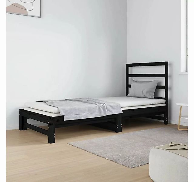 vidaXL Bett Tagesbett Ausziehbar Schwarz 2x(90x190) cm Massivholz Kiefer günstig online kaufen