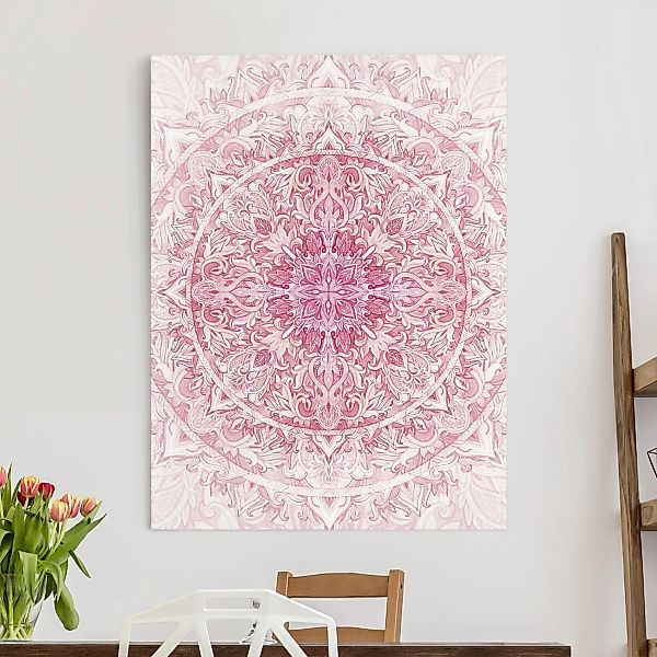 Leinwandbild Mandala Aquarell Sonne Ornament rosa günstig online kaufen
