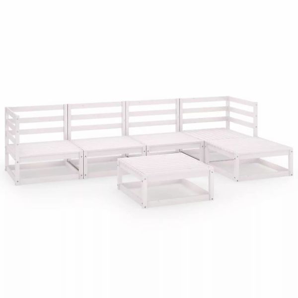 6-tlg. Garten-lounge-set Weiß Kiefer Massivholz günstig online kaufen