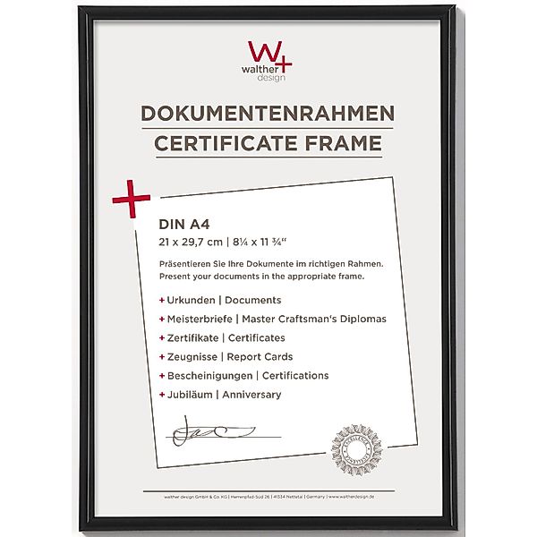 walther design Galeria Kunststoff Bilderrahmen  21x29,7 cm Schwarz günstig online kaufen