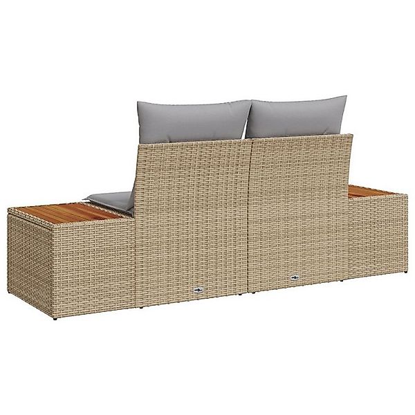 vidaXL Loungesofa Gartensofa 2-Sitzer mit Kissen Beige Poly Rattan, 1 Teile günstig online kaufen