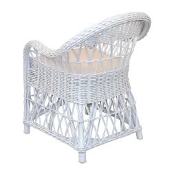 Weißer Korbsessel aus Rattan Geflecht Landhausstil günstig online kaufen