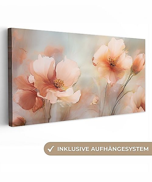 OneMillionCanvasses® Leinwandbild Panorama Blumen - Pastell - Kunst - Mohnb günstig online kaufen