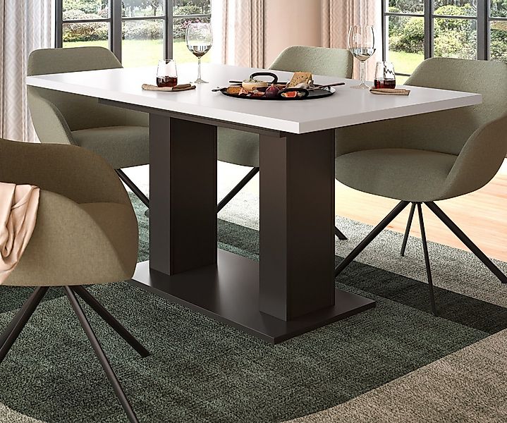 Inn.Furn Esstisch Home-X (Küchentisch in weiß und grau, ausziehbar 150 - 19 günstig online kaufen