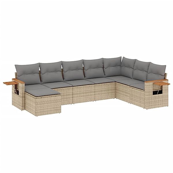 vidaXL 8-Tlg Garten-Sofagarnitur mit Kissen Beige Poly Rattan 3227088 günstig online kaufen