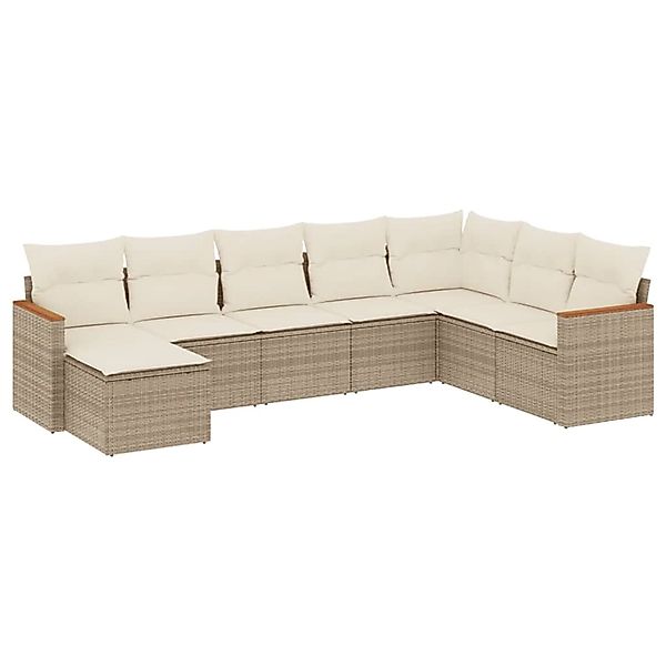 vidaXL 8-Tlg Garten-Sofagarnitur mit Kissen Beige Poly Rattan 3258649 günstig online kaufen
