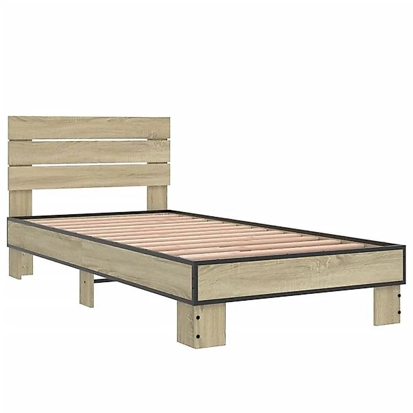 vidaXL Bettgestell Sonoma-Eiche 90x190 cm Holzwerkstoff und Metall 845753 günstig online kaufen